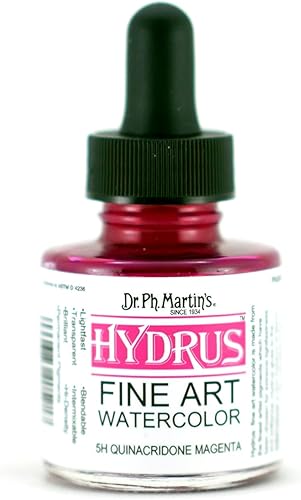 Color para caligrafía iridiscente Dr. Ph. Acuarela de Bellas Artes serie Hydrus, de 1.0 onzas, Quinacridona Magenta (5H)