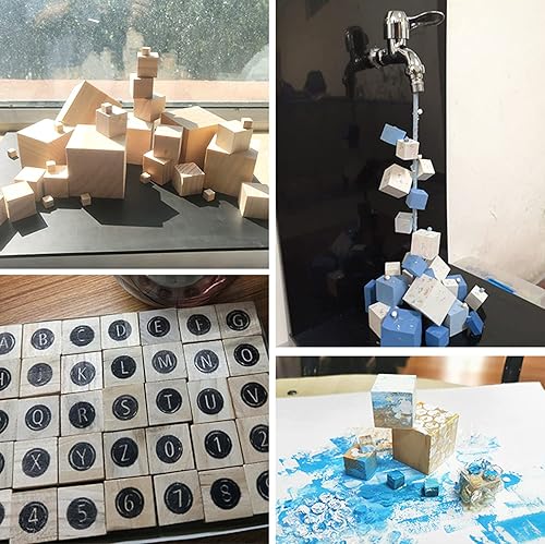 Miniatura 5 de Tosnail Paquete de 150 cubos de madera sin terminar de 1 pulgada, bloques de madera en blanco para hacer manualidades