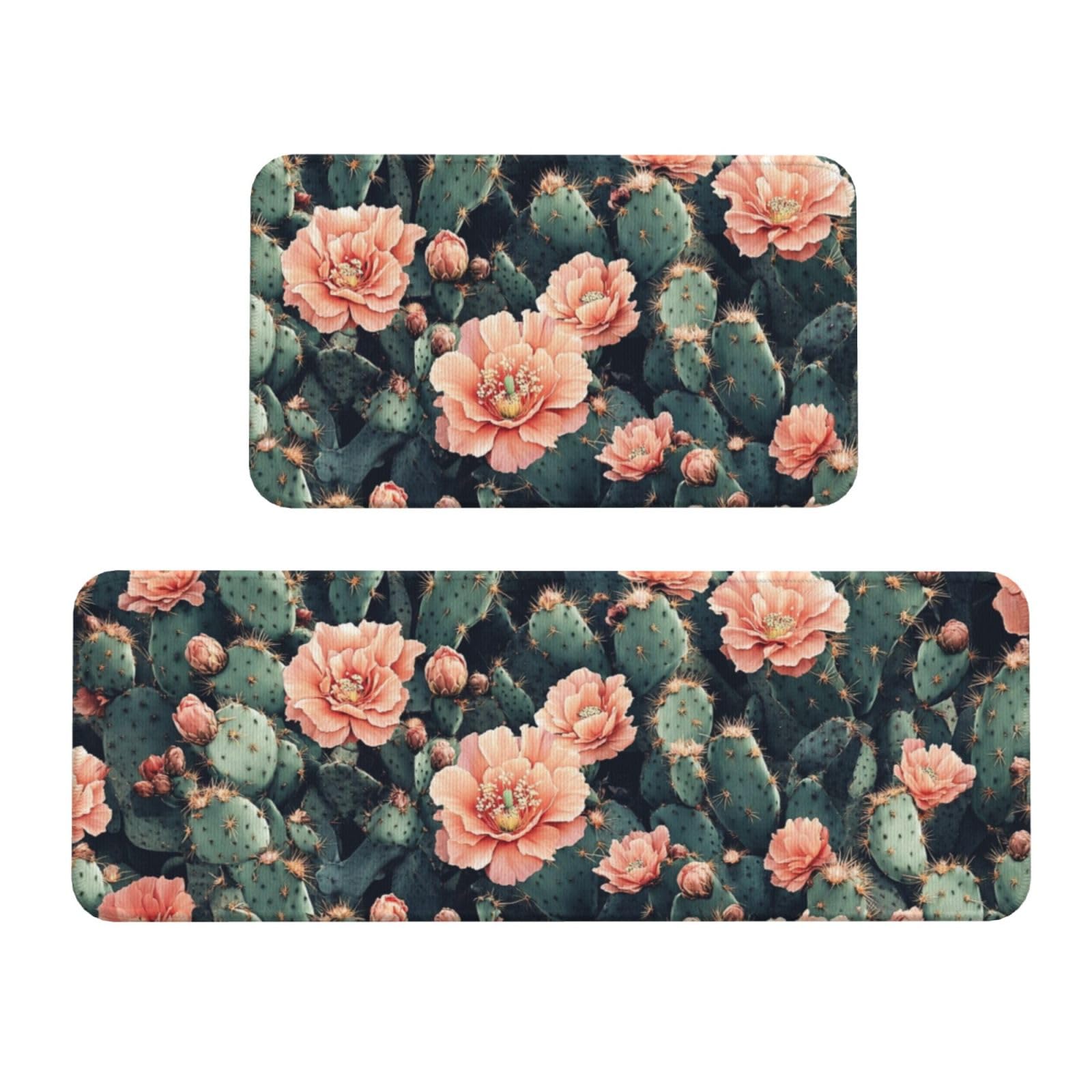 Tapetes de cocina lavables de dos piezas con soporte cómodo y decorativo de girasoles