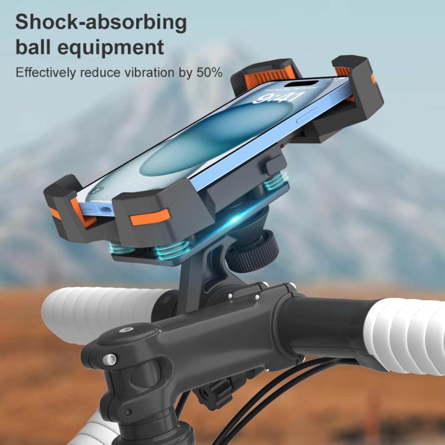 NARRAK Bike Phone Mount Holder,Motorcycle Phone Mount for Electric Scooter, Mountain Bike, Dirt Bike and Etrike - 360° Rotate Suitable for iPhone & Android Smartphones from 4.5-7.0 inches (Orange)