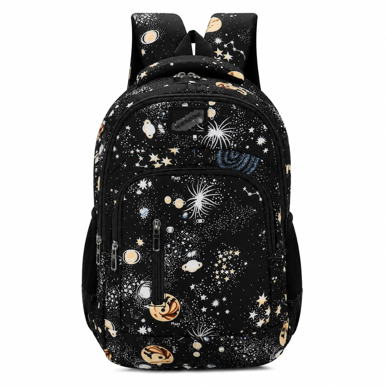 north zone Space Print School Backpack for Boys & Girls | Water Resistant School, College & Travel Bag | Galaxy & Planet Design Backpack with Multiple Compartments, Side Bottle Pockets-picture-38