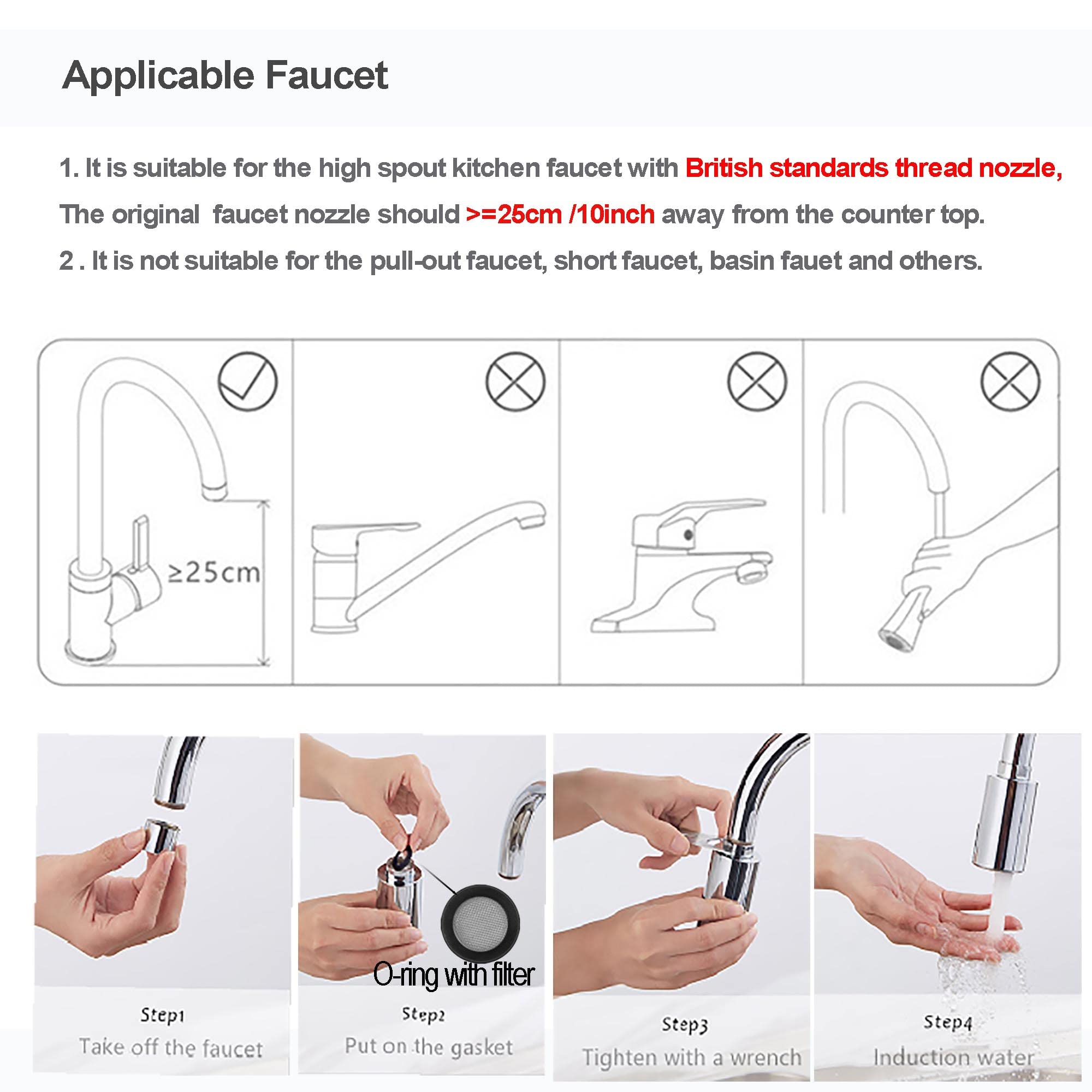 YICI Adaptador de grifo inteligente sin contacto para fregadero de cocina y baño, grifo inteligente automático, rosca estándar británica