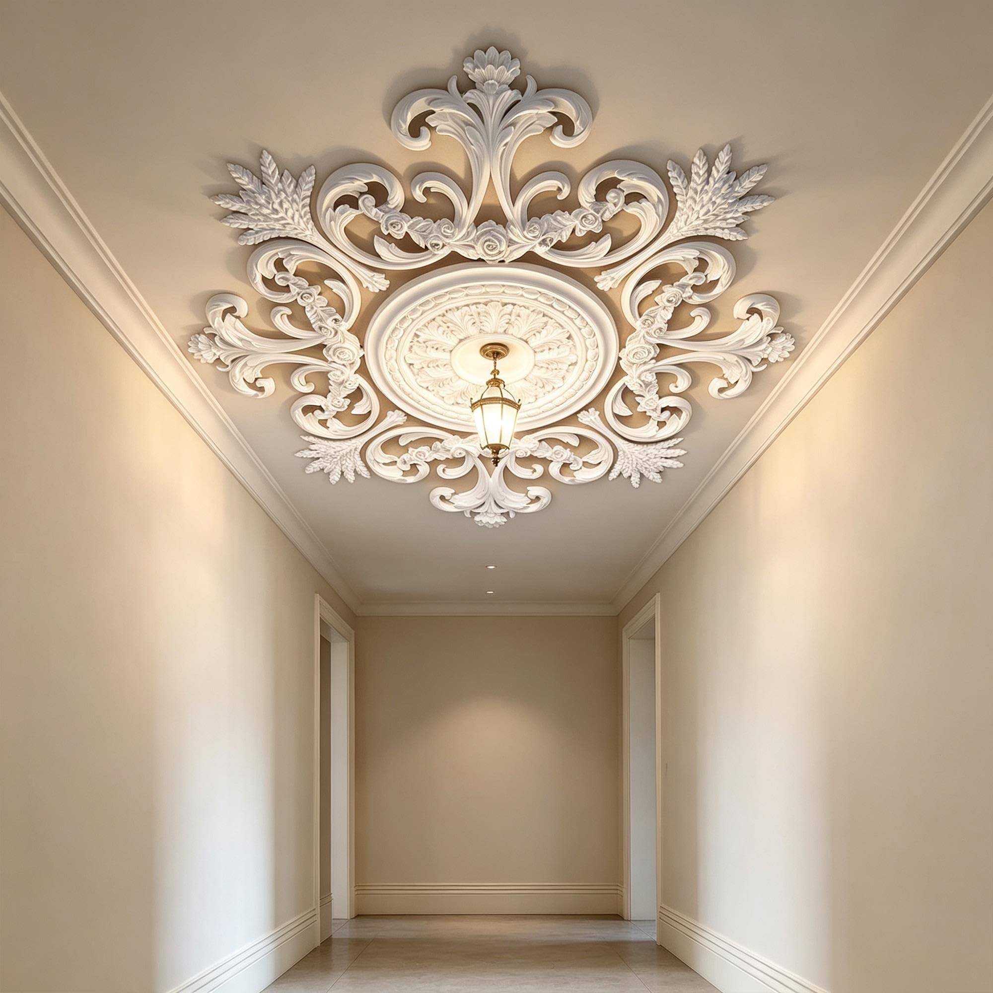 Rosone Soffitto Polistirolo Moderno Decorativo Bianco