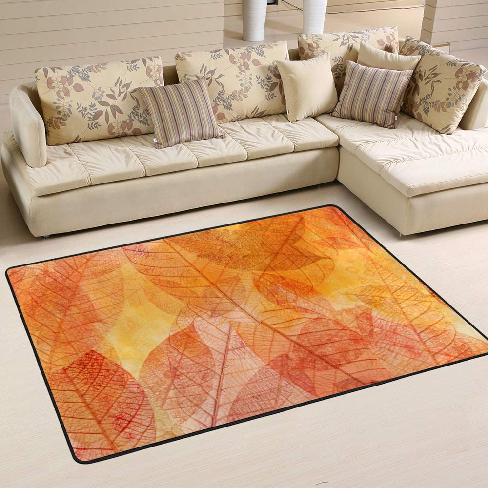 Tapis de sol grand format Ruchen motif feuilles jaune automnal 80x58 inch