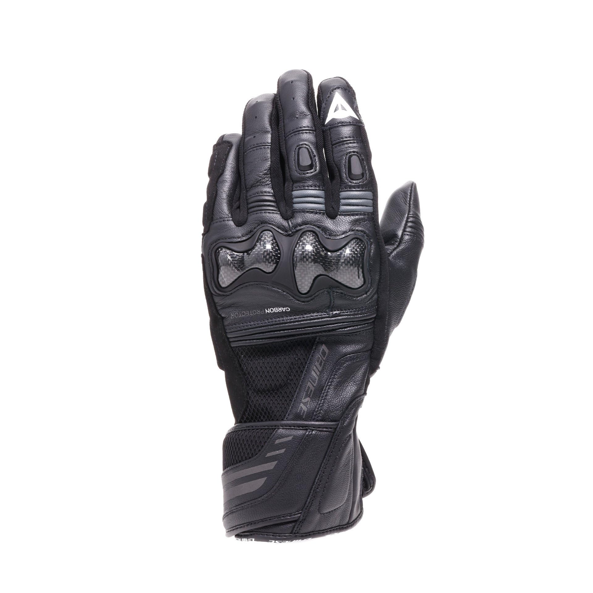 Dainese Reacto Carbon Long Gloves, długie rękawiczki motocyklowe ze skóry, z ochroną kostek z włókna węglowego i wzmocnieniami na palcach, Smart Touch, dla mężczyzn