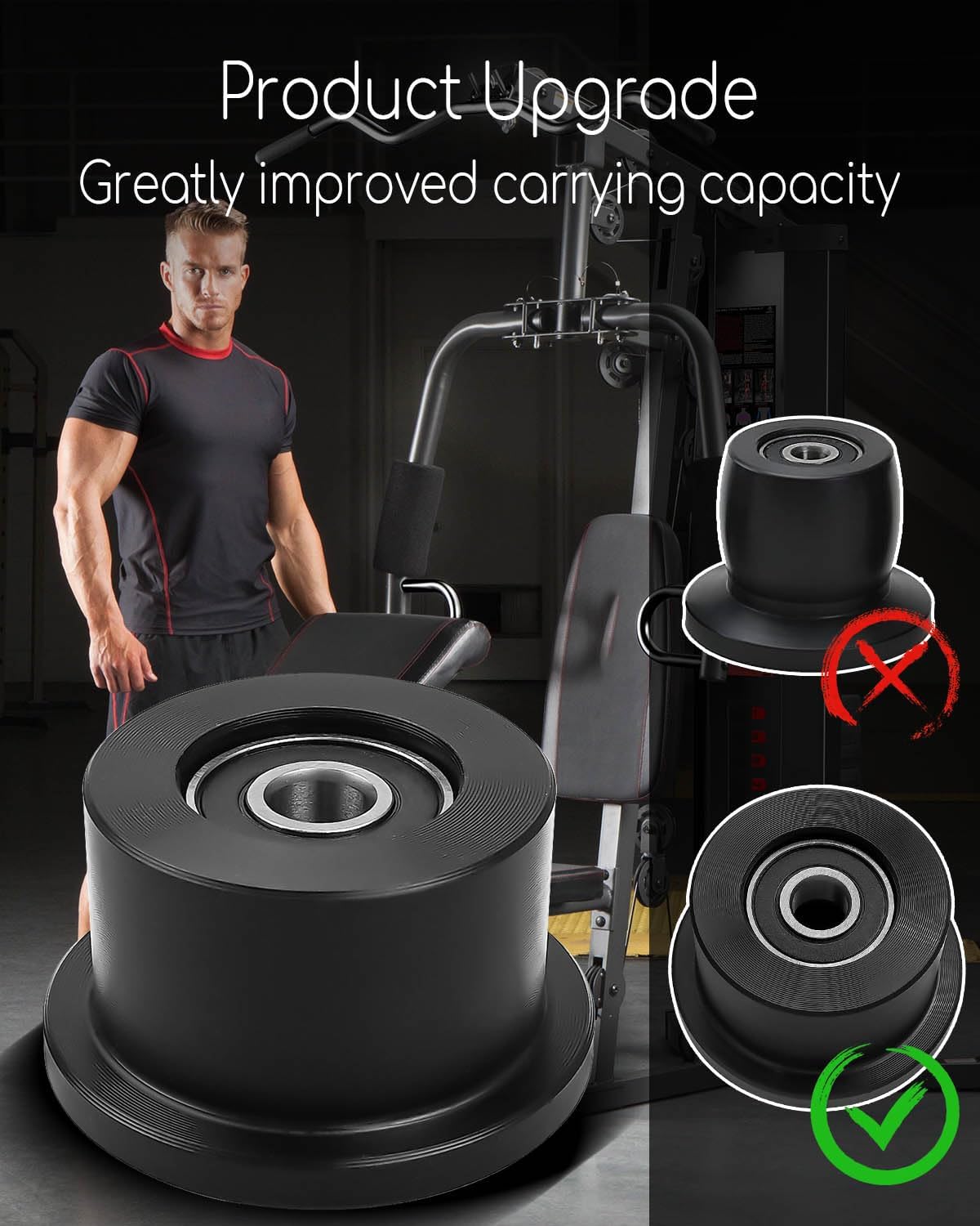 Lot de 4 rouleaux de rechange pour Total Gym 1000 Achiever Force Gold Max Platinum Plus Pro Supra Supreme Ultima Ultra XLI