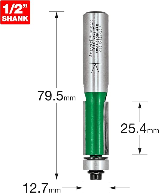 Trend C116X1/2TC 1/2" Shank Bearing Guided Trimming Router Cutter Bit