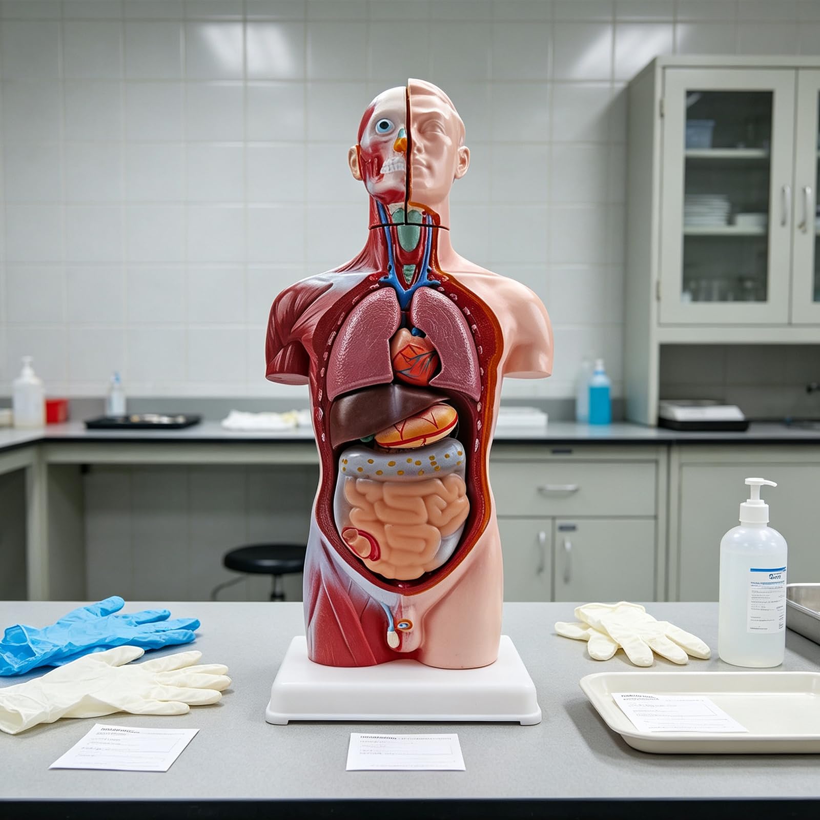 Modello di torso di educazione scientifica con sezioni di anatomia contrassegnate a colori | Base verticale, pezzo dimostrativo per studio scolastico, guida alla preparazione delle lezioni
