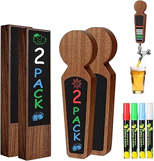 4 Pcs Wooden Beer Tap Handle Chalkboard Tap Handles for Kegerator Tap Handle Two Types of Beer Faucet Handle Beer Gifts for Homebrewers, Bars, Restaurants & Weddings Kegerator Accessories
