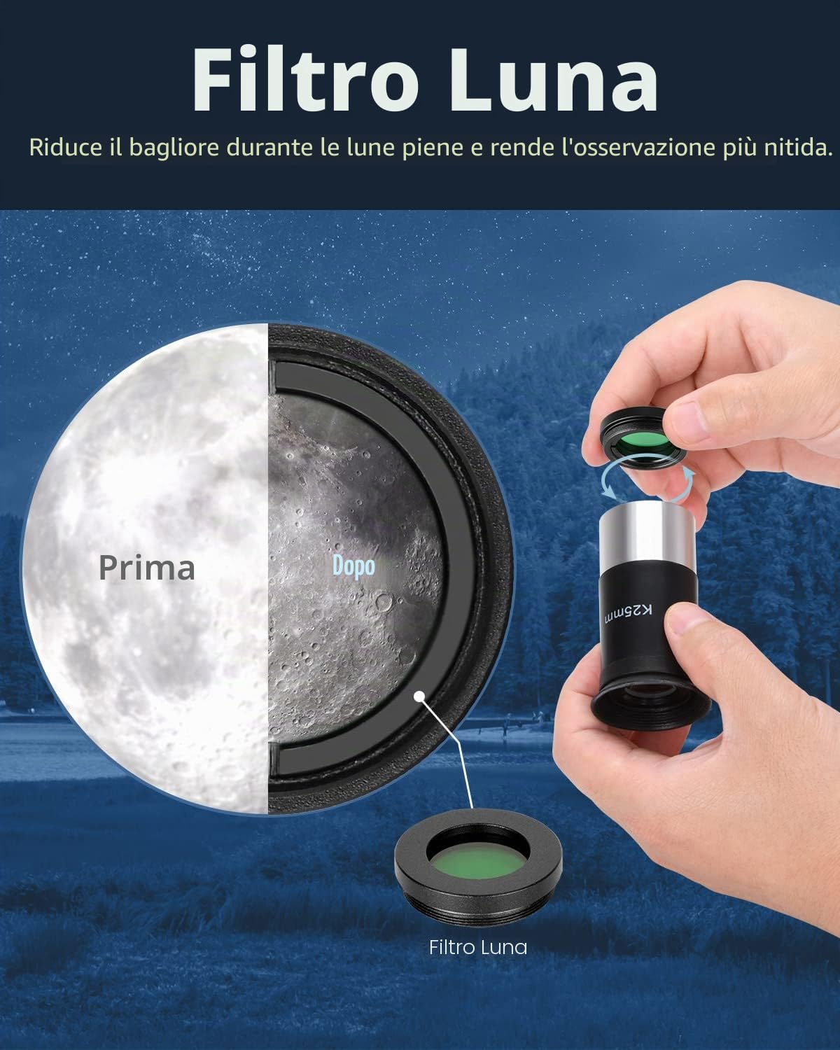 ESSLNB Telescopio Astronomico Professionale 36070 Telescopio Astronomico con Regolabile Treppiedi Adattatore Telefonico 3X Barlow Lente e Filtro Lunare