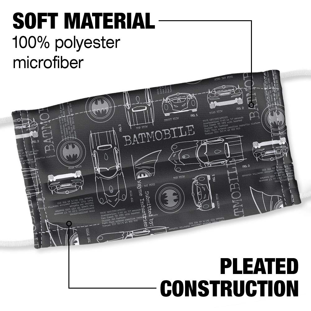 Popfunk Batman Be Vigilant Pattern 1-Ply Reusable Face Mask Covering with Adjustable Nose Wire, Unisex