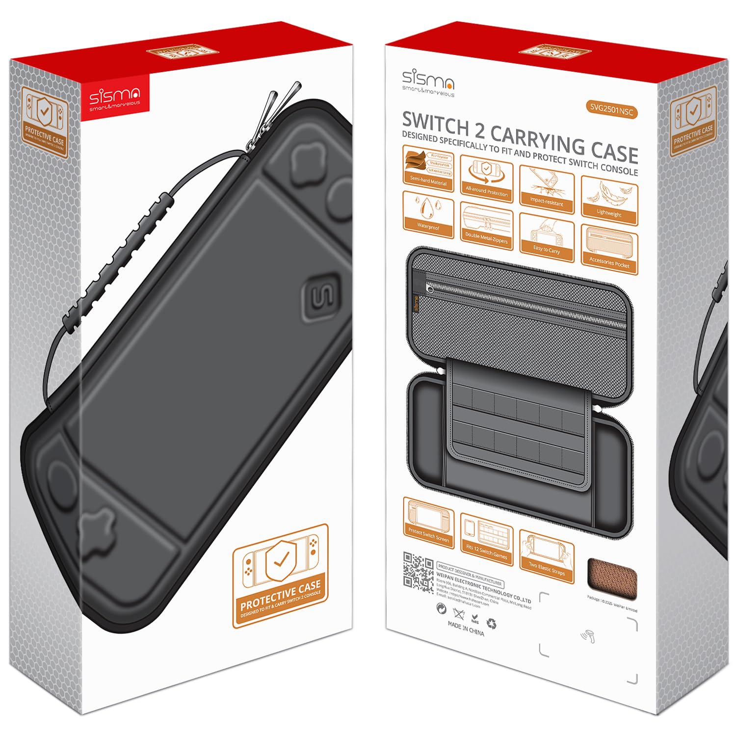 sisma Funda Delgada Compatible con Nintendo Switch 2 - Estuche Protector para Guardar y Proteger Consola Switch2 y Accesorios - Bolsa de Transporte — view 7