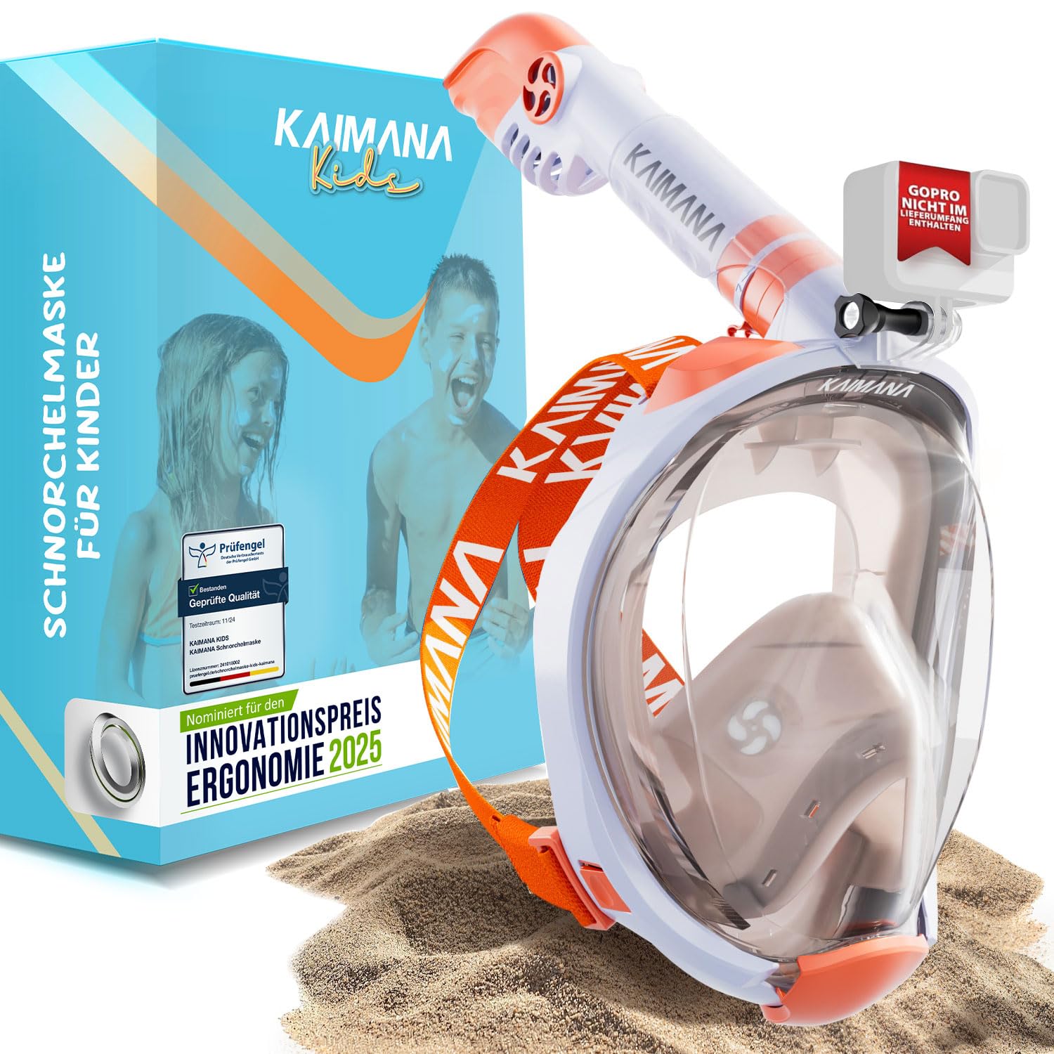 Die Preisgekrönte KAIMANA® Schnorchelmaske für Erwachsene & Kinder - absolut CO2 sicher - inkl. Tragetasche - Tauchermaske Erwachsene - Vollgesichtsmaske Tauchmaske