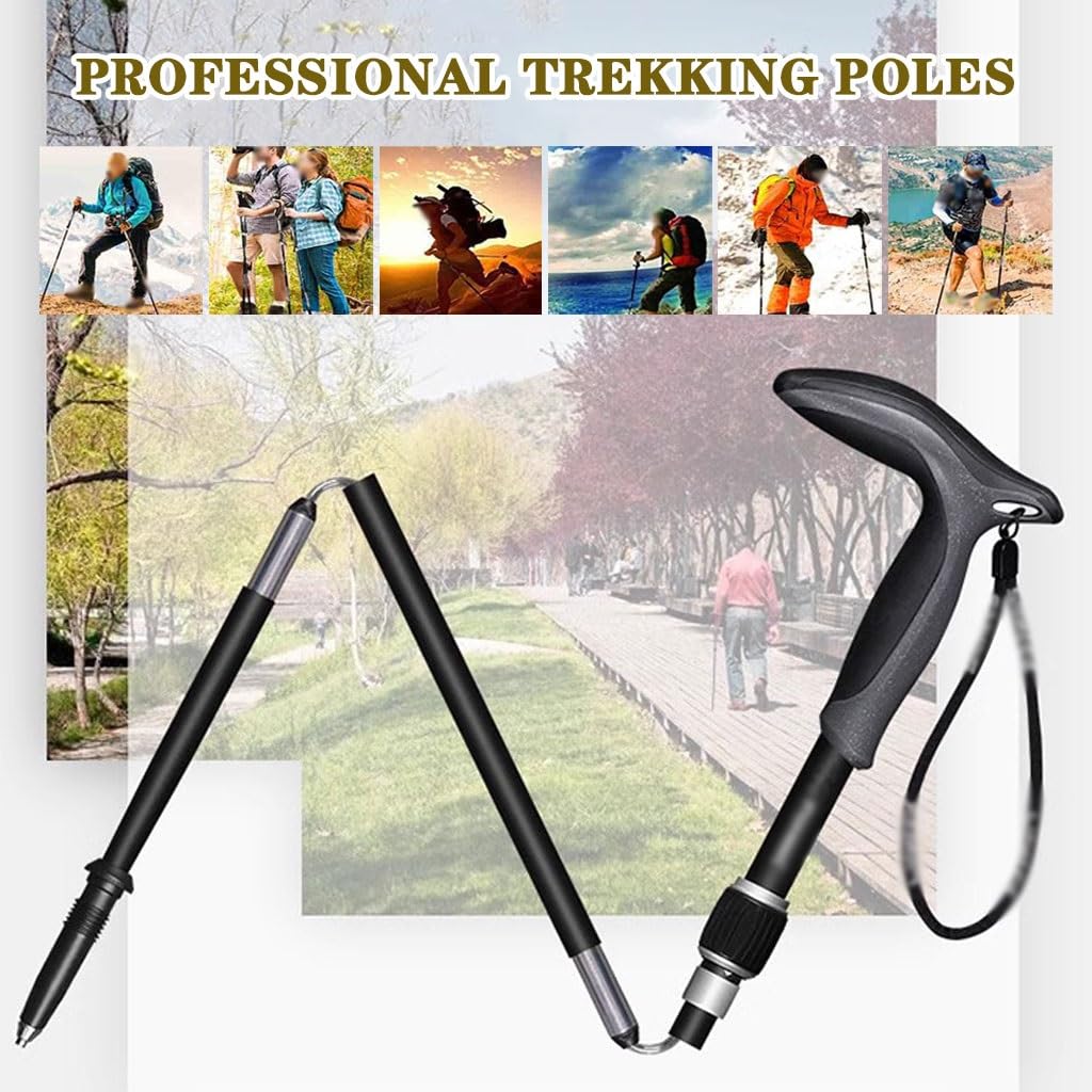 Elderly Home Walking Stick, Carbon Fiber Retractable Trekking Poles, with Rotating Safety Buckle, Foldable Compact Hiking Gear(85-100cm)