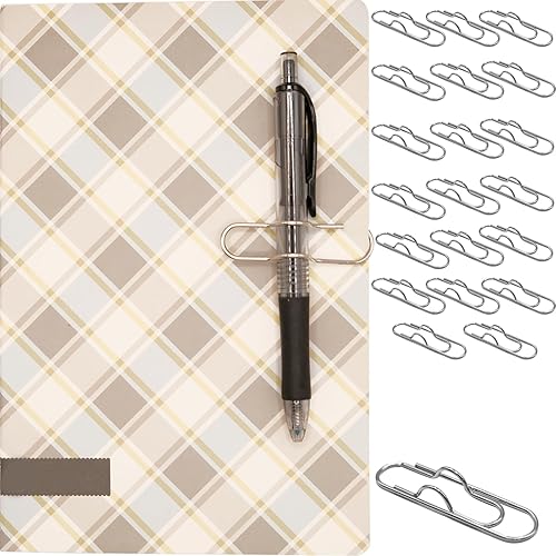 Clips multifuncionales para bolígrafos, 20 clips de papel de metal portátiles, suministros escolares de oficina de gran tamaño, soporte para