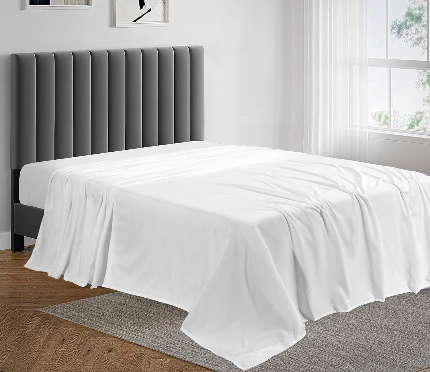 100% Egyptian Cotton Flat Sheet Super Soft 200 Thread Count Single, Double, King, Super King Flat Bed Top Sheets (White, Super King)