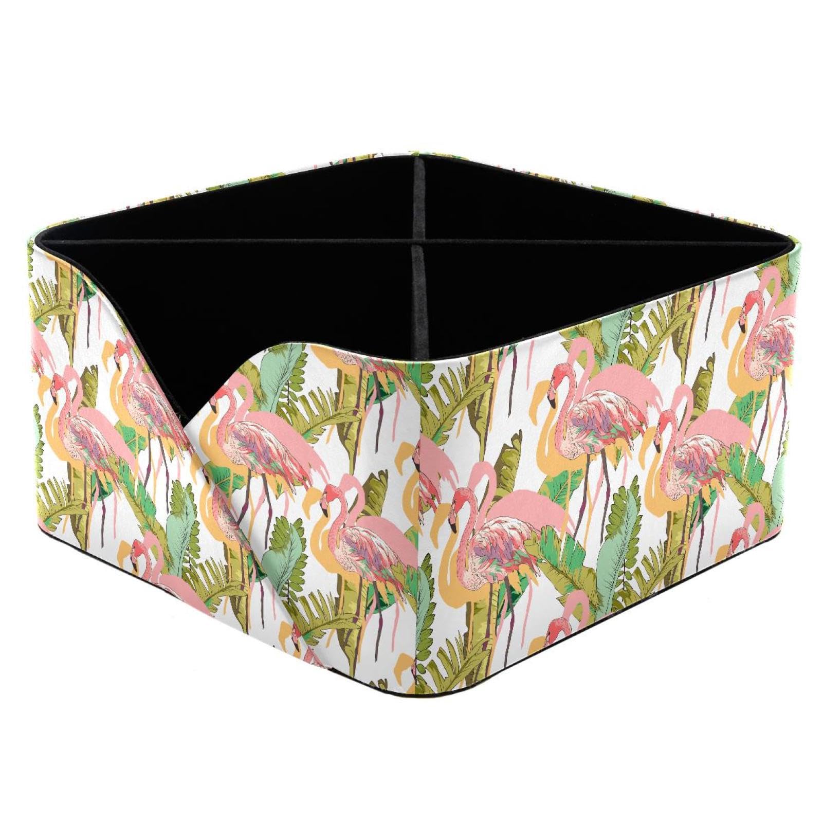 KengjuTesu Flamingos Desktop Organizer Pen Holder, Rectangular Pencil Cup for Office, Study and Makeup Stations