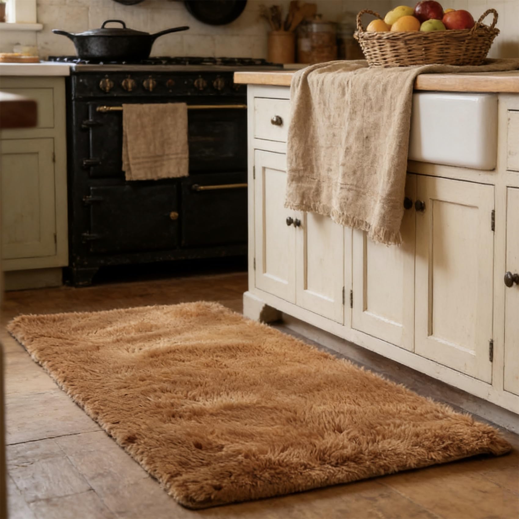 Tapis de salon shaggy marron pour créer une chambre cocooning