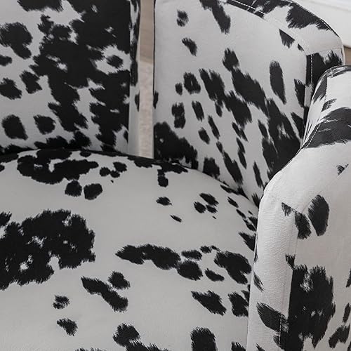 Miniatura 5 de Sillas de comedor modernas de terciopelo, bonitas sillas laterales tapizadas para sala de estar/comedor/área de recepción, estampado de vaca negra