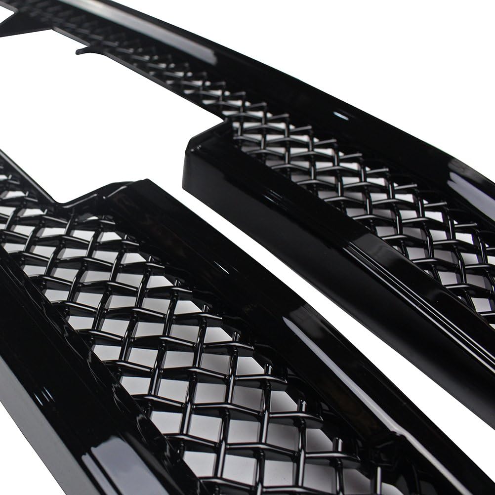 NINTE Grille Cover for 2016-2018 GMC Sierra SLT | NOT Fit Base & SLE ABS Painted Gloss Black Mesh Grill Covers Overlay 3 Bars Trim（NOT the Replacement）