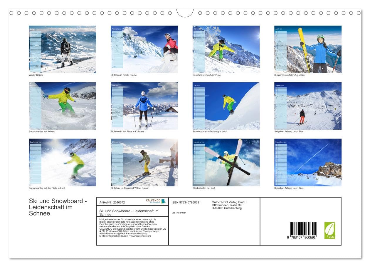 Ski und Snowboard - Leidenschaft im Schnee (Wandkalender 2026 DIN A3 quer), CALVENDO Monatskalender: Ein ganzes Jahr lang das Hochgefühl des Wintersports