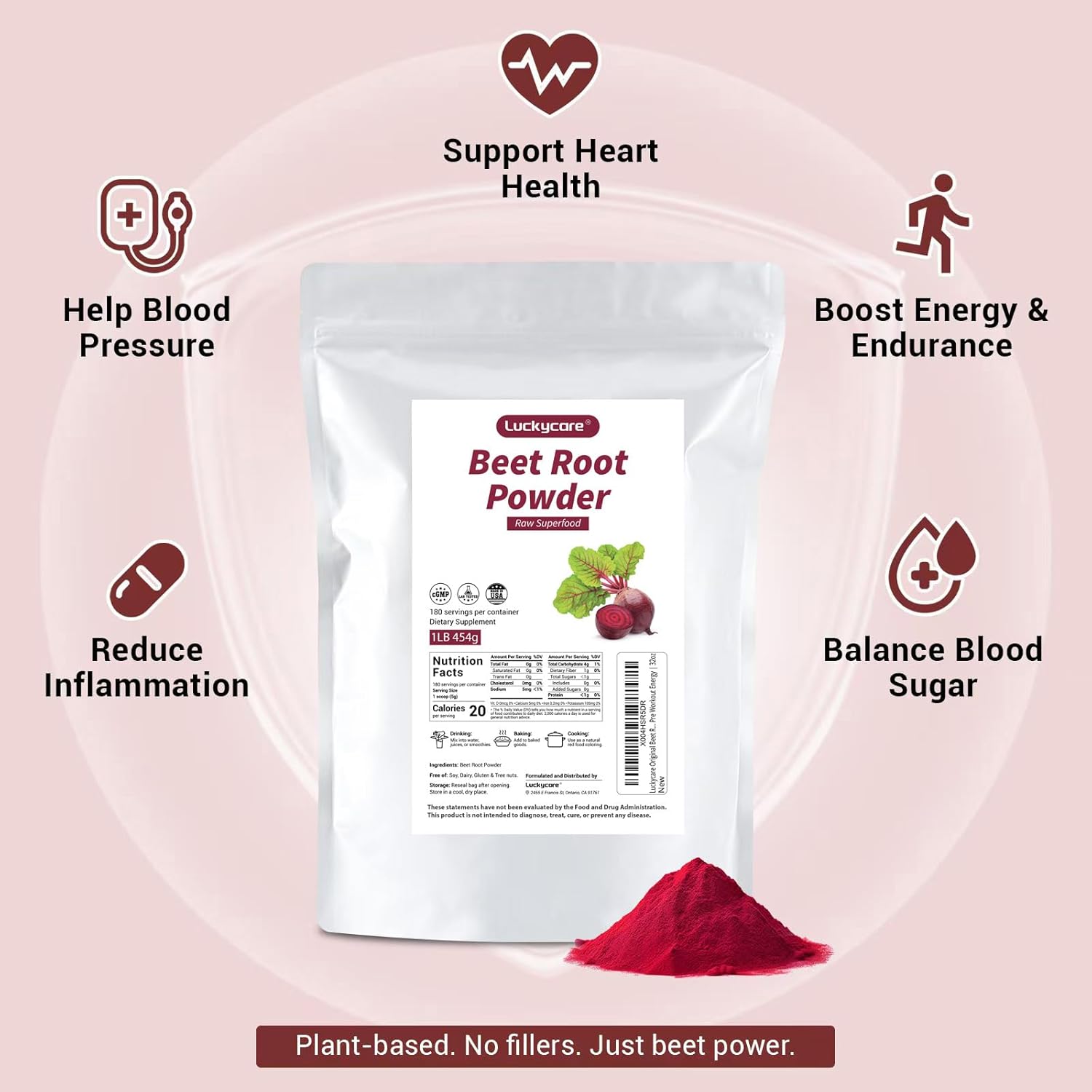 Original Beet Root Powder | Non-GMO Beetroot Superfood | Vegan & Gluten Free | Natural Nitric Oxide Supplement | Supports Pre Workout Energy | 16oz - Image 4