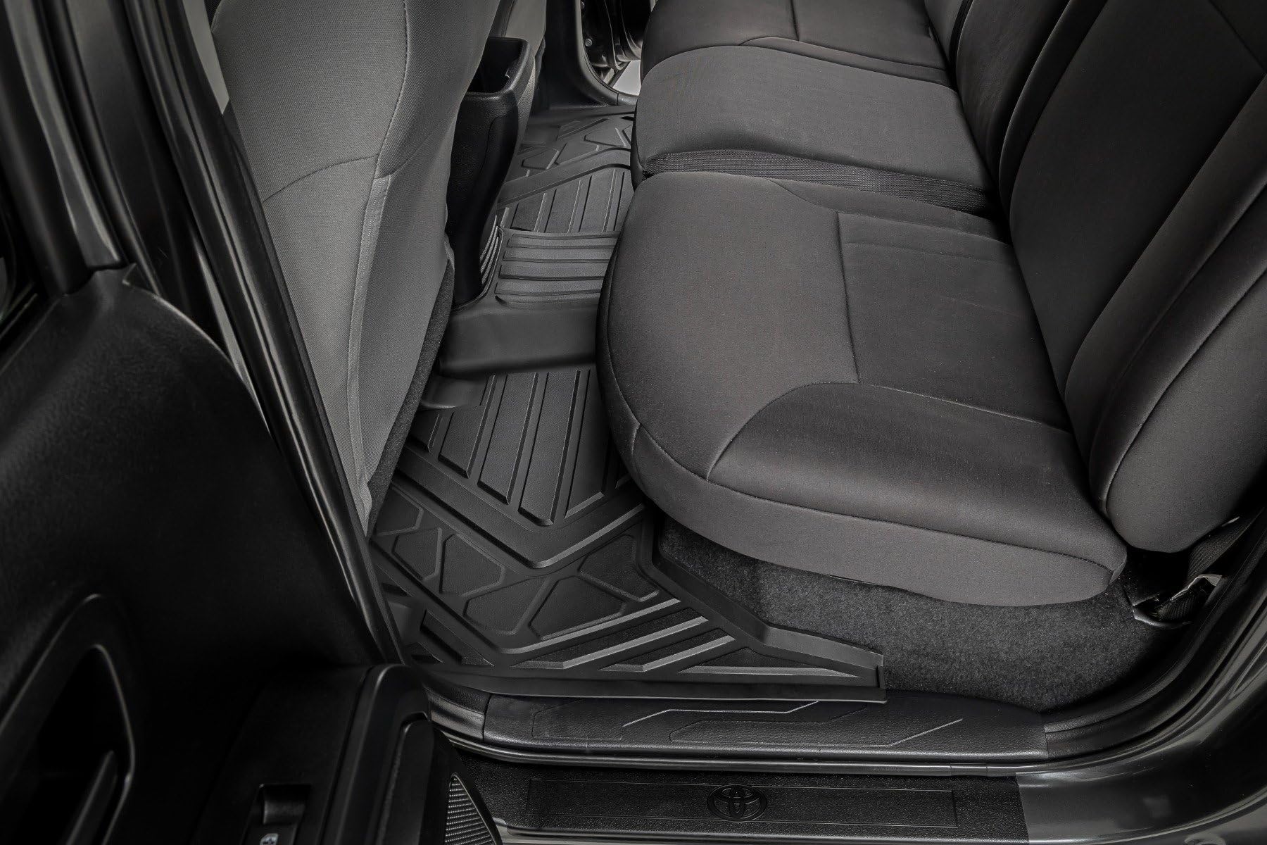 Rough Country Flex-Fit Floor Mats for Toyota Tacoma 2016-2023 Double Cab - Front Rear Set Custom All-Weather Non-Slip — view 4