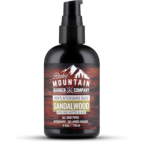 Rocky Mountain Barber Company Aftershave Balm for Men – with Sandalwood Essential Oil, Coconut Oil and Shea Butter – Applies Easily - 4 oz