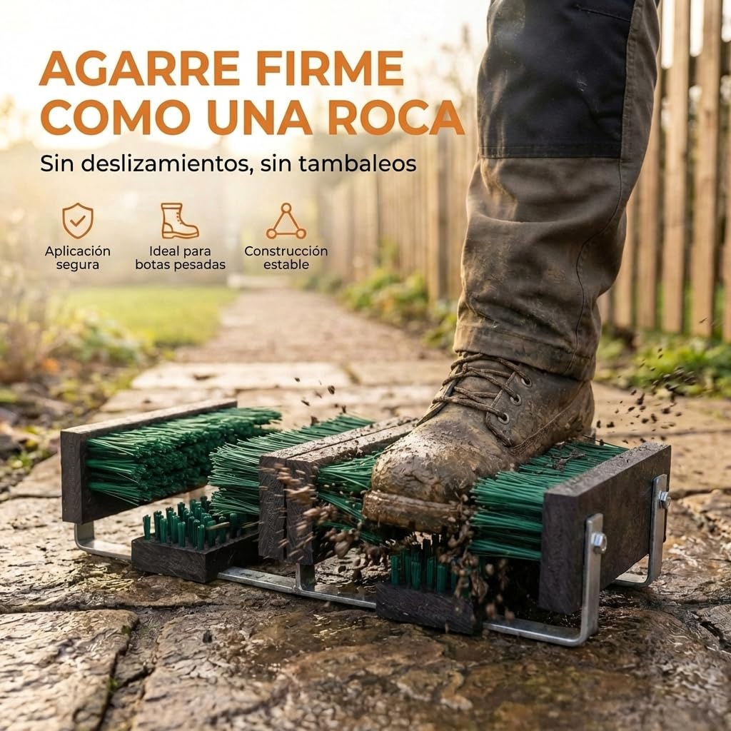Borstelshop Rascador de Zapatos con Soporte - Felpudo para Exteriores - Felpudo para Exteriores - Rascador de Zapatos para Cepillos - 60 x 30 cm - Verde