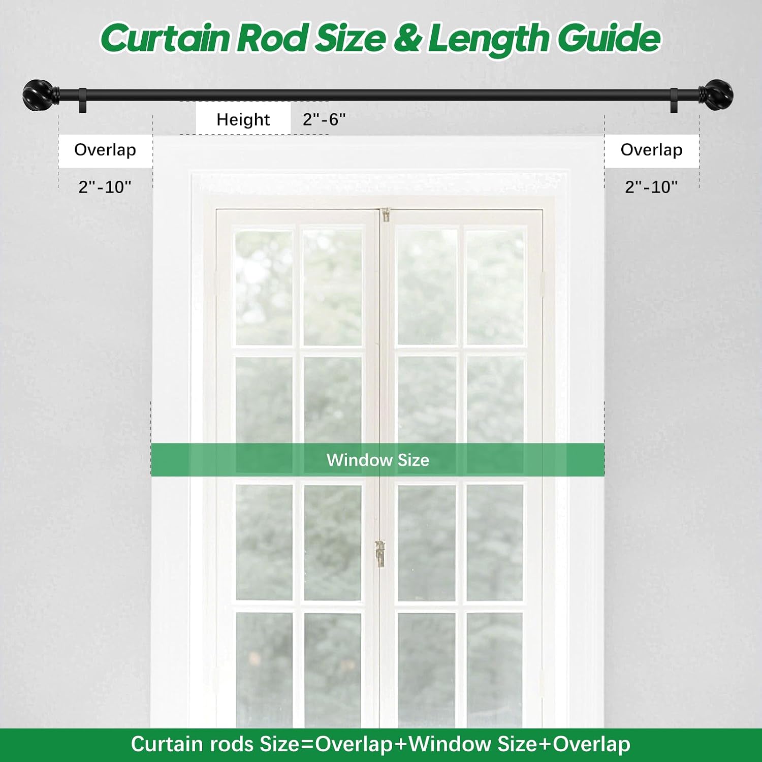 LLPJS Curtain Rods 16-120", 1 in Adjustable Black Rod with Finials, 1 Pack
