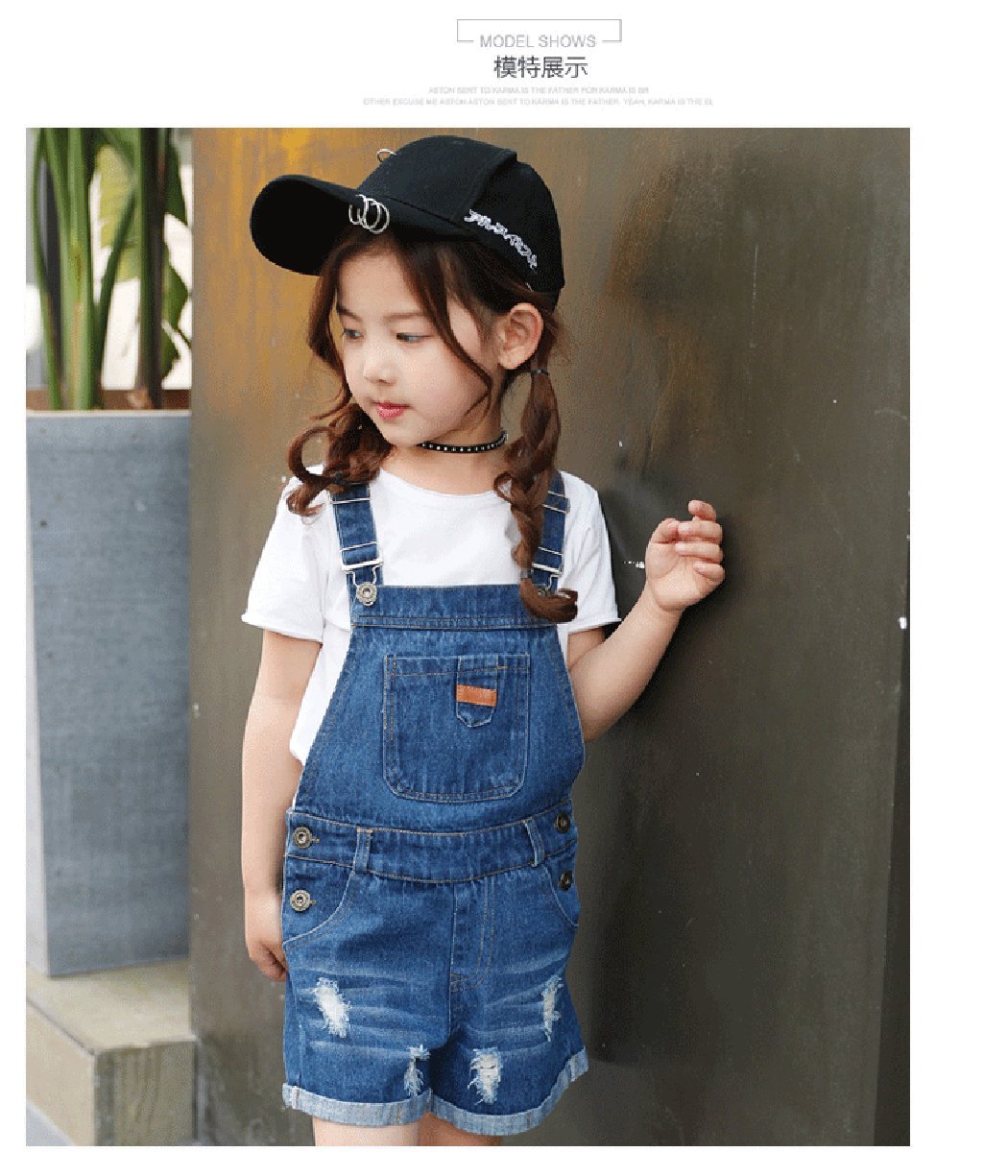KIDSCOOL SPACE mono de jean para bebé niña rasgado
