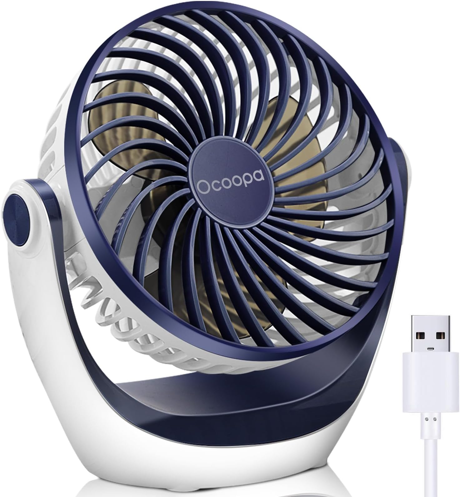 USB Desk Table Fan with Strong Airflow & Quiet Operation, Portable Cooling Fan Speed Adjustable 360°Rotatable Head for Home Office Bedroom Table and Desktop