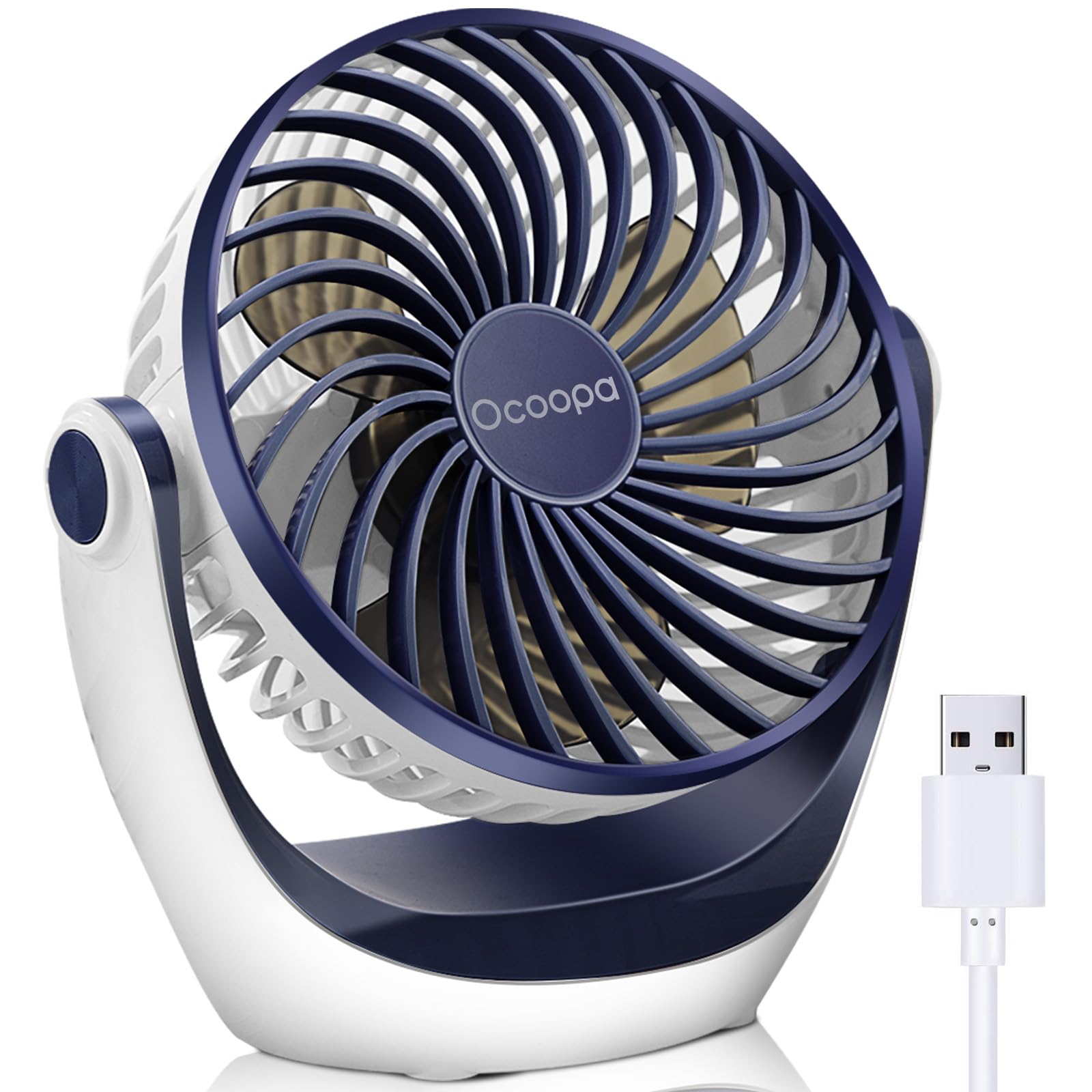 OCOOPA USB Ventilator, Ventilator klein Tischventilator mit starkem Luftstrom und Leise Betrieb 3 Geschwindigkeiten, 360 ° Drehbarer Kopf, Einfach zu Tragen für Büro, Zuhause und im Freien