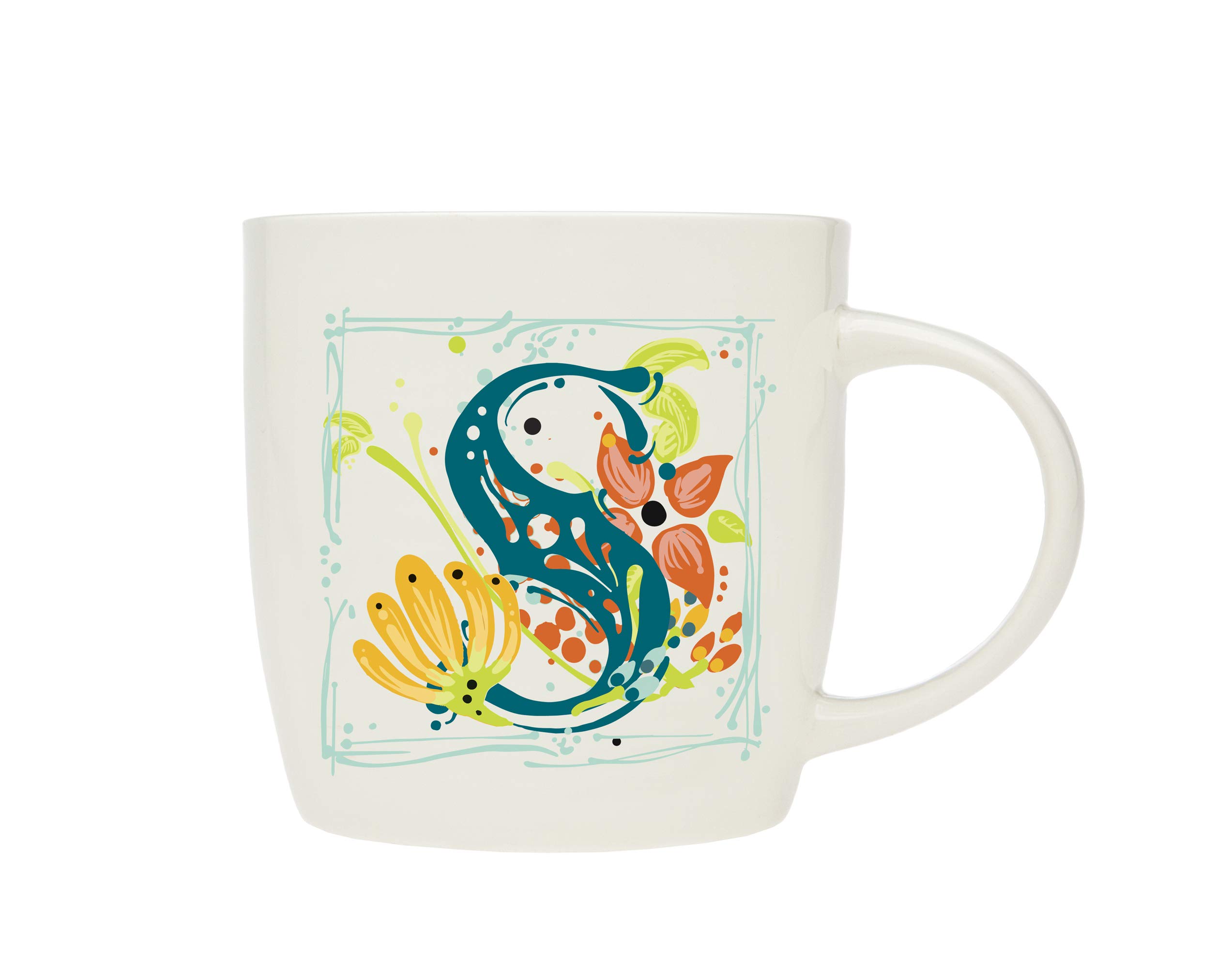 Block Letter S Coffee Tea Mug Garden Print by Godinger - 14 oz