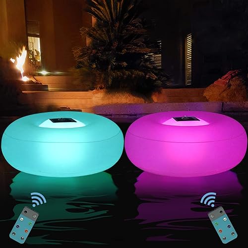 Luces solares para piscina, luces flotantes de piscina de 15 pulgadas, luces impermeables IP68, bolas de piscina, luces inflables alimentadas por