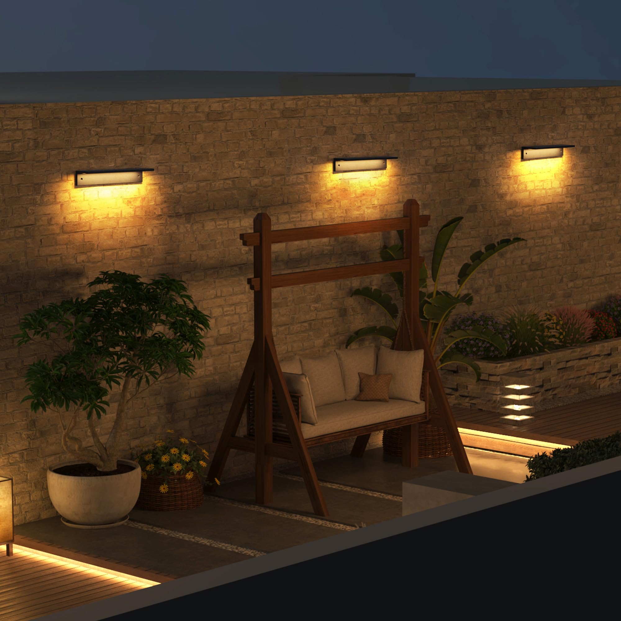 LED Außenwandleuchte Hausnummernleuchte 12W 1200LM,Moderne Außenlampe Wand IP54 Wasserdicht, Aluminium Wandlampe Außen Warmweiß 3000K,Außenbeleuchtung für Haustür Garten Eingang,Lampenlänge 320MM