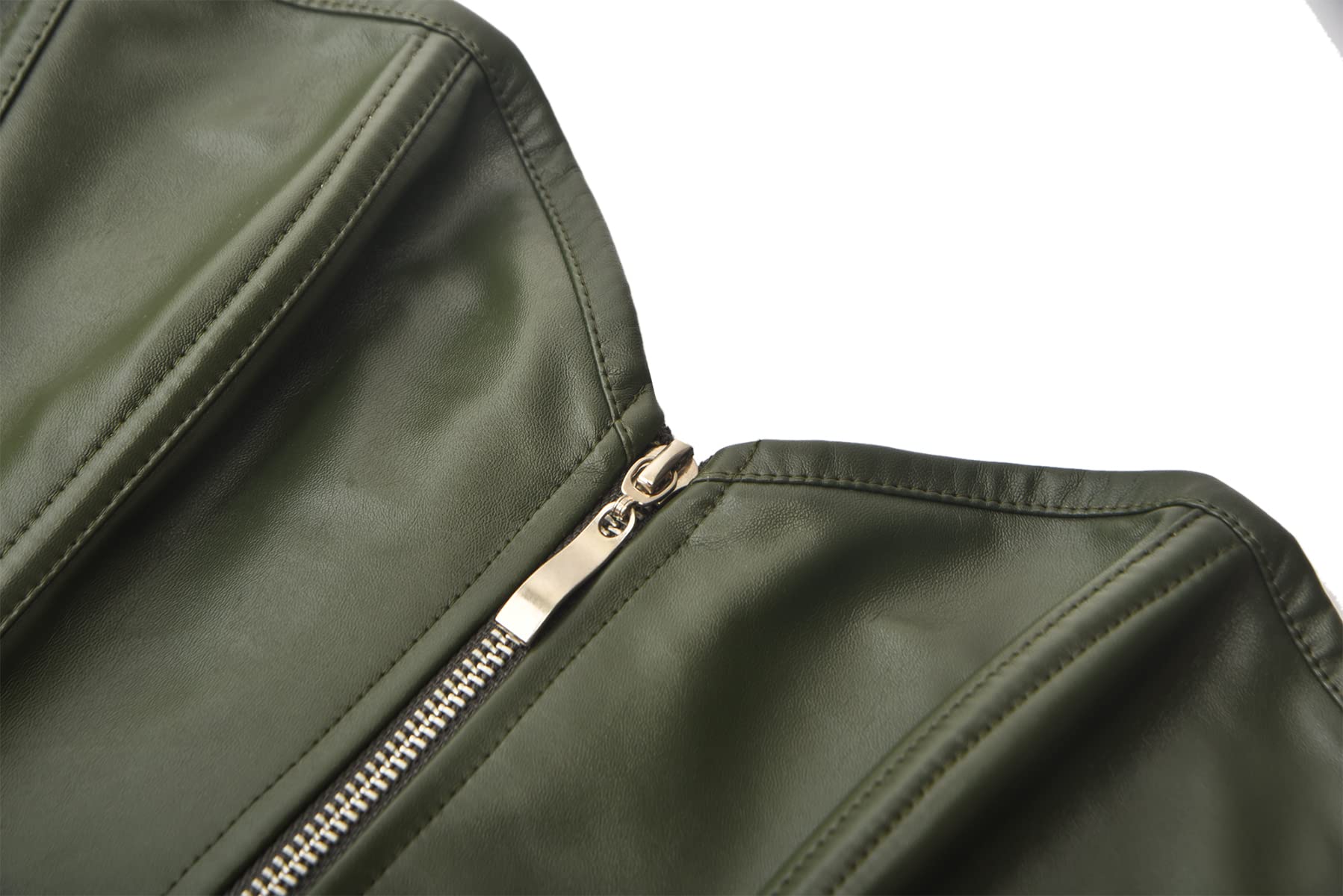 bslingerie® Womens Faux Leather Zipper Front Bustier Corset Top: Small Dark Green
