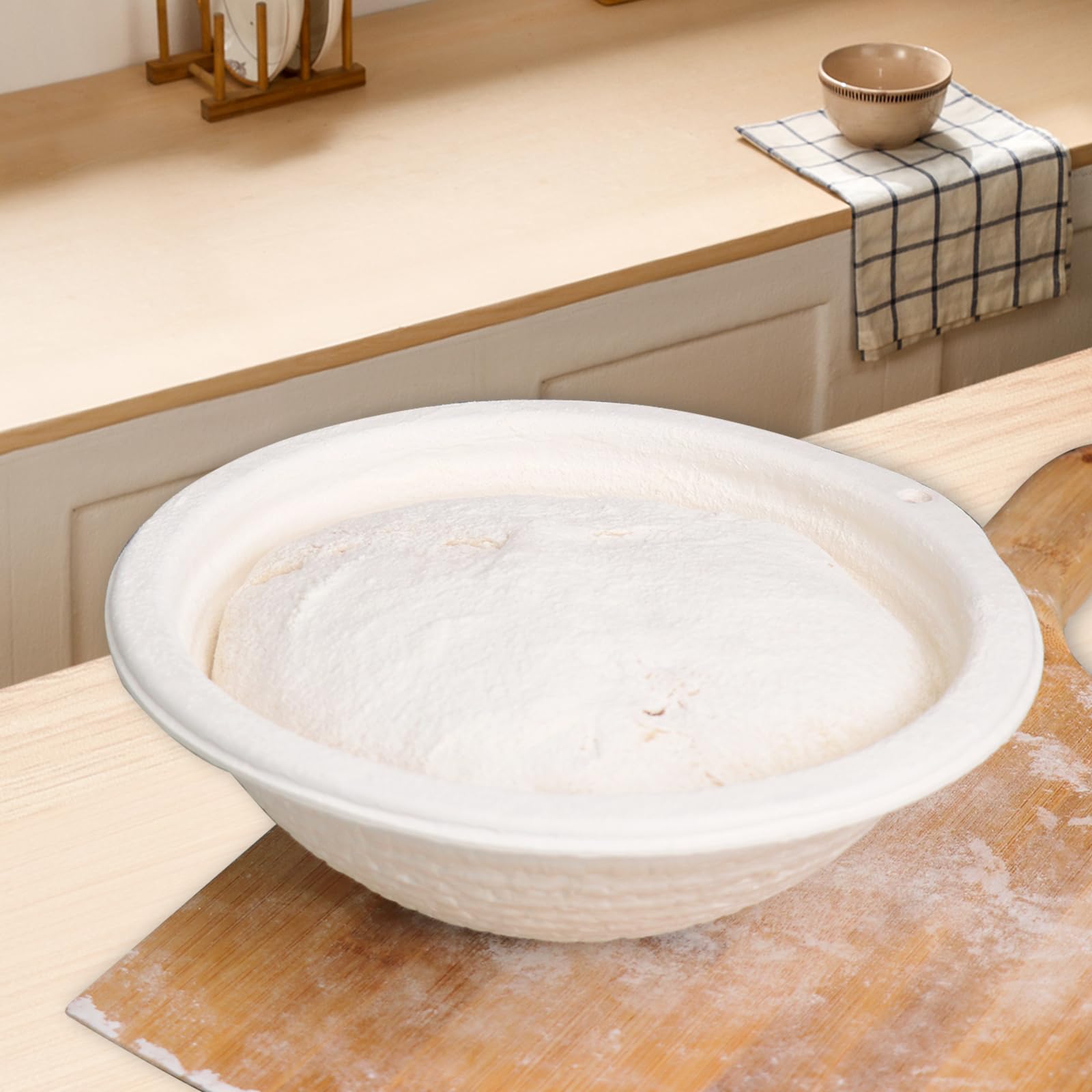 6 paniers de fermentation en pulpe 21,5 cm + 6 chemises en lin - Banneton pour pain au levain, idéal pour boulangerie maison et professionnelle