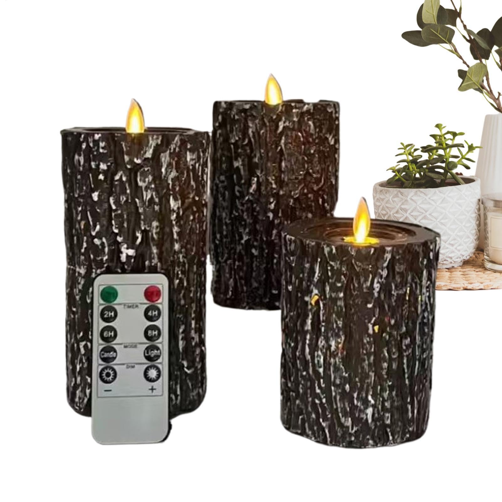 a Batteria Effetto Fiamma 3 Pezzi Finti Candelabri LED Decorativi a Ceppo | a Pila Per interni esterni casa finestra matrimonio festa proposta doccia