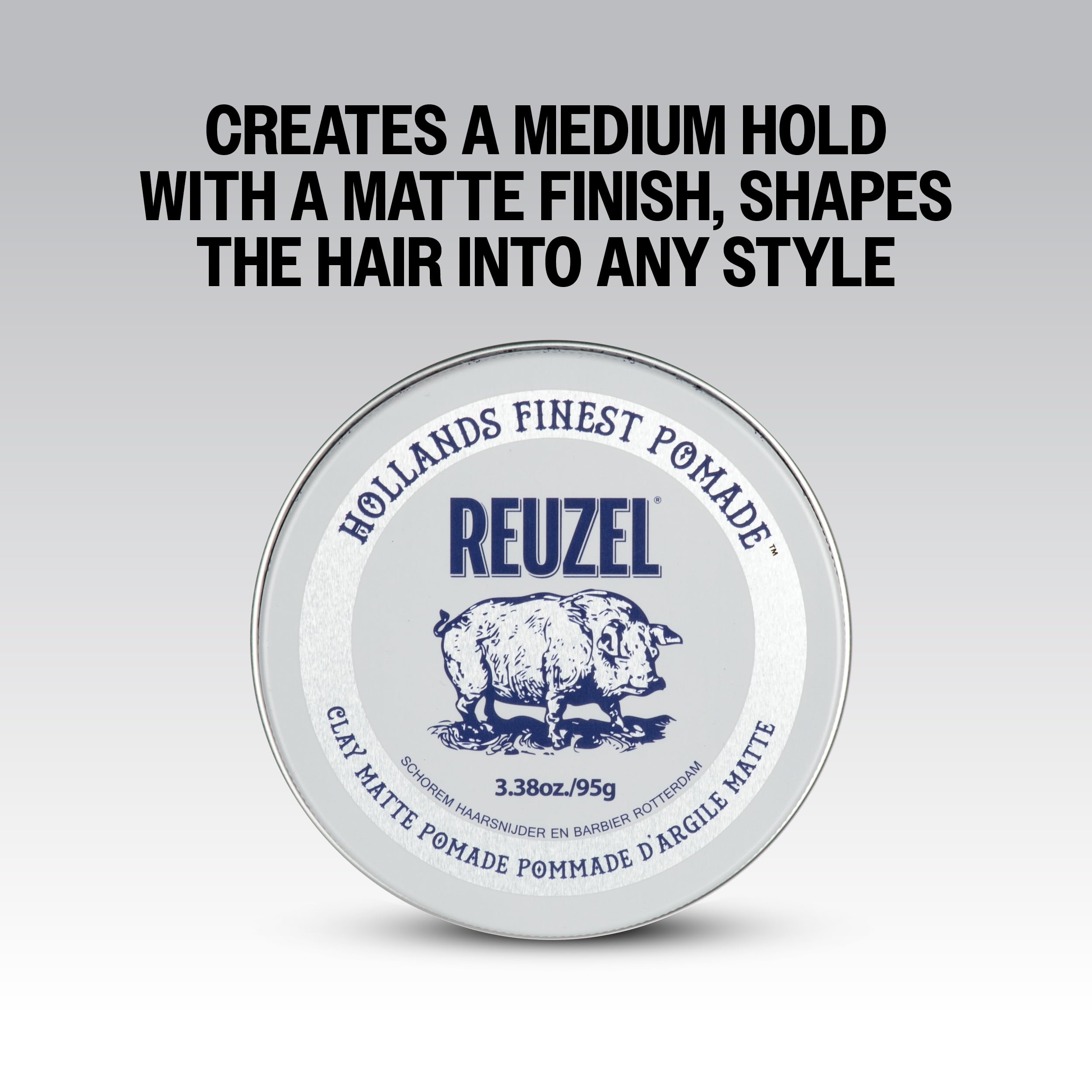 Reuzel 2026 Road Trip, Matte Clay Pomade, No Shine with Medium Hold for a Natural Style and Finish, 95g + Free Travel Size 35g