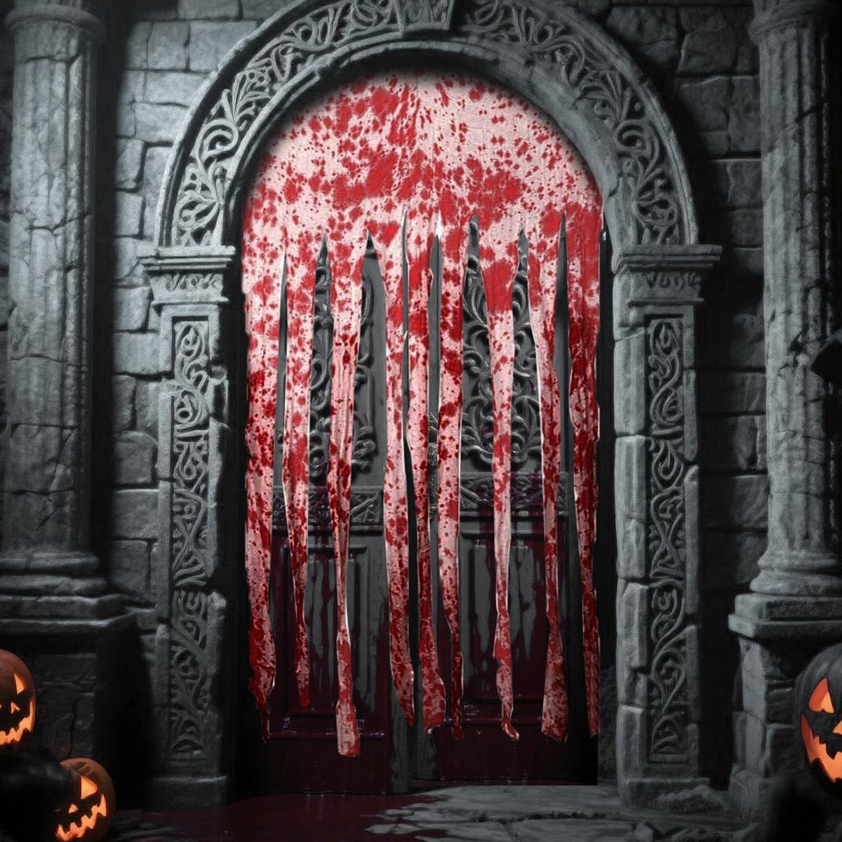 3 Piezas Cortinas Decorativas para Puertas de Halloween, 1 * 1.65M Cortinas Sangrientas de Halloween, Cortinas de Puerta Espeluznantes con Impresiones de Mano Sangrientas para casa embrujada y fiestas