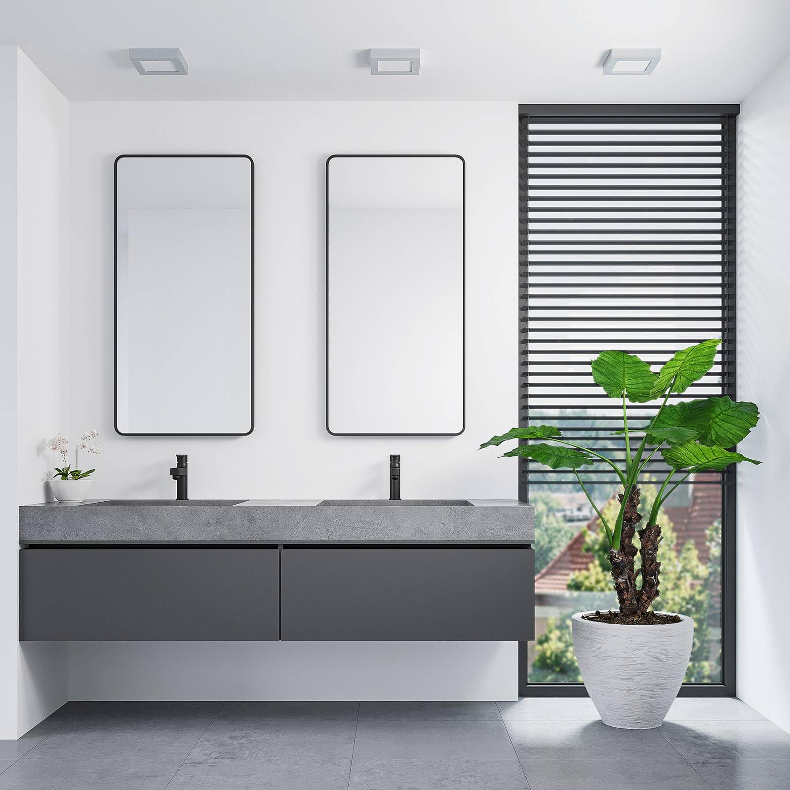 LED Lámpara de techo Alette (Moderno) en Gris hecho Aluminio e.o. para Cuarto baño (1 llama, lámpara, plafón