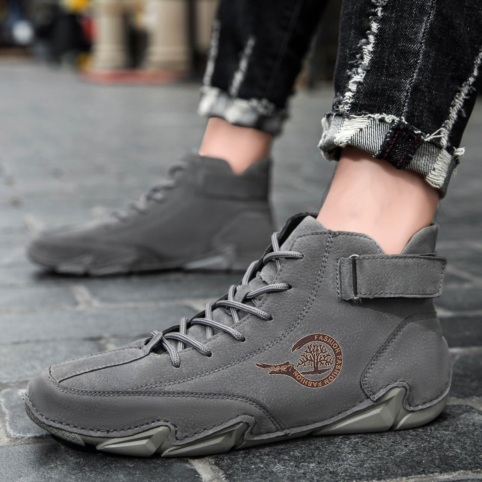 Zapatos para hombre, modernos, informales, cómodos, de caña alta, cálidos, de forro polar, para exteriores, botas para hombre