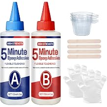 5 Minute Epoxy Glue Kit, 250ml Clear Epoxy Adhesive Sturdy, Waterproof, Heat-Resistant, Fast Curing, 5 Min Epoxy Glue All Purpose, Metal, Plastic, Wood, Ceramics, Glass and More