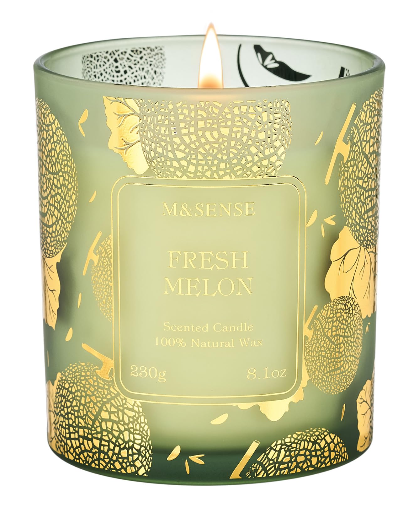 M&SENSE Świece Sojowe Wegańskie 230g - Naturalny Zapach Świeżego Melona, Długi Czas Palenia 42h, Odświeżacz Powietrza, Relaksacyjne, Pomysł na Prezent dla Rodziców