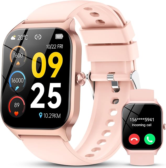 Smart Watch for Women, Smartwatch Bluetooth with Call/AI Voice, 1.85" HD DIY Dial Fitness Watch with 115+ Sports Modes, Heart Rate/SpO2/Steps/Sleep Monitor,IP68 Waterproof,Compatible with Android iOS