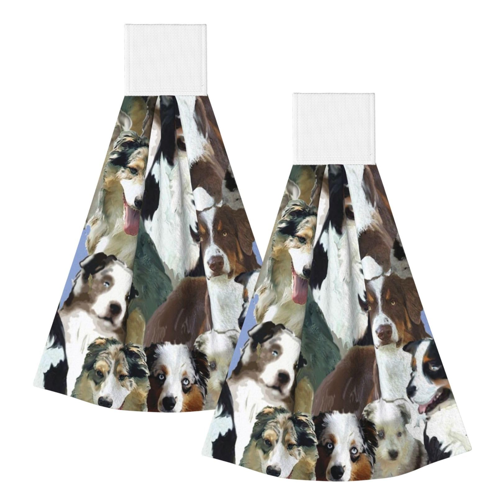 DOPKLNA Australian Shepherd, 2 Pcs Hanging Coral Fiber Hand Towels for Bathroom, Absorbent Kitchen Towels