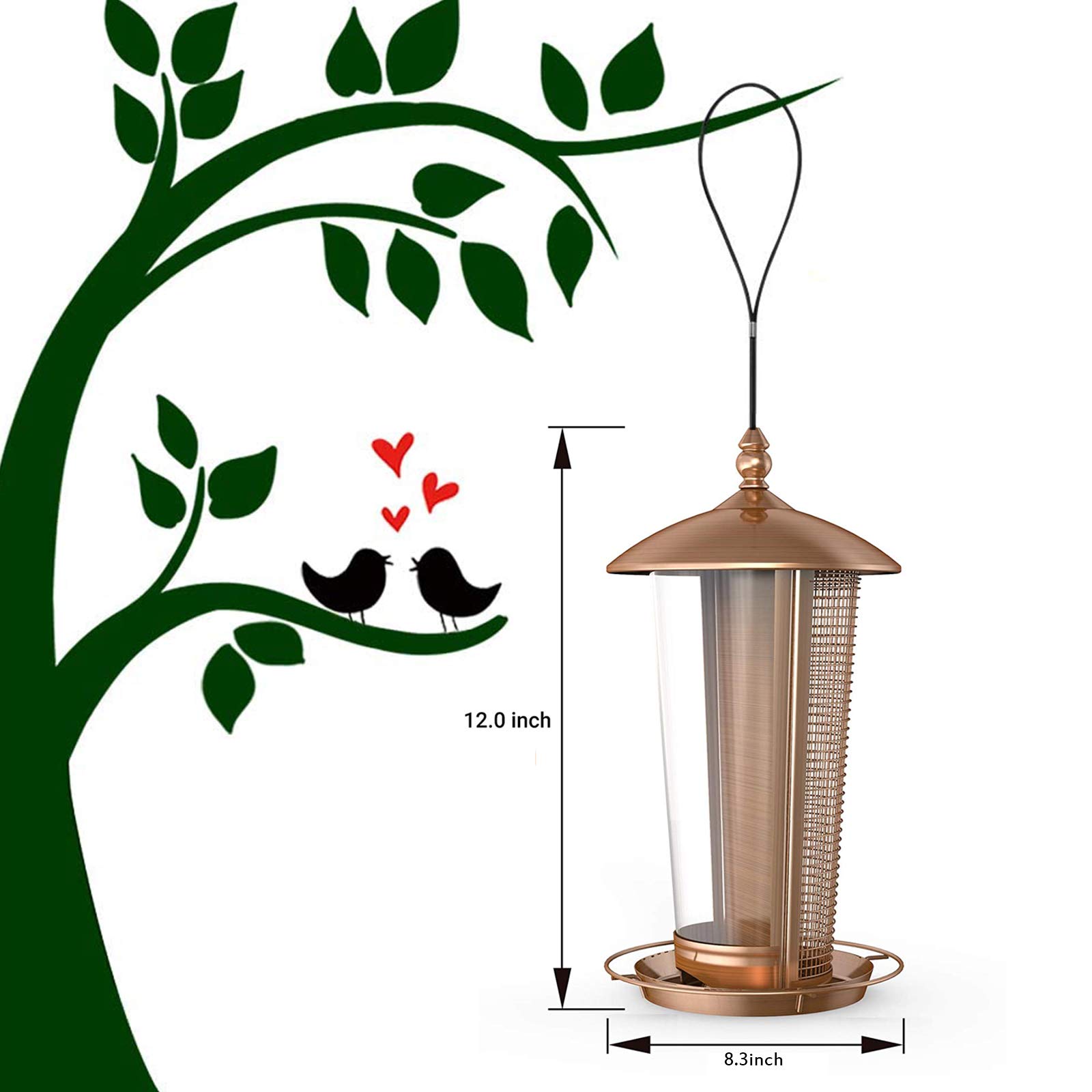 Mangiatoia per Uccelli da Balcone & Giardino, Alimentatore per Uccelli Selvatici Sospeso,Mangiatoia per Uccelli Esterno con Tetto E Vassoio per Esterni per La Decorazione di Giardini All'aperto