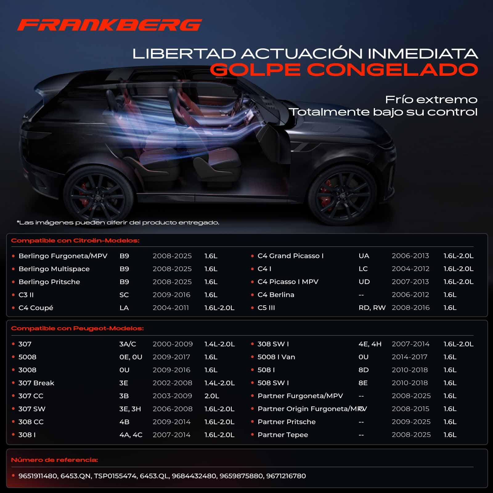 Frankberg Compresor de aire acondicionado con embrague, gasolina,