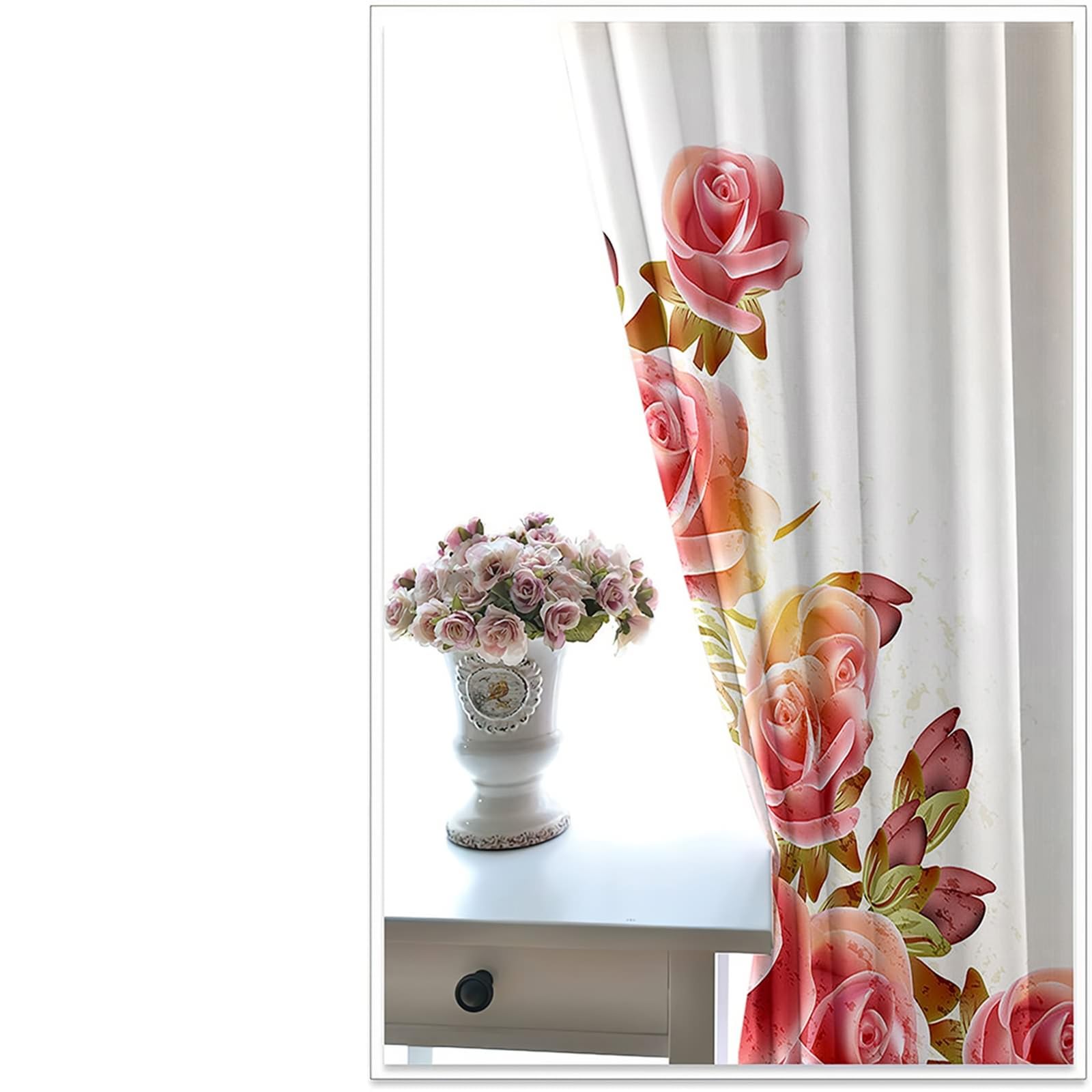 Vorhänge Blickdicht, Verdunklungsvorhänge Rosenblüten 2er Set H 160 x B 96 cm Wohnzimmer Gardinen Ösen